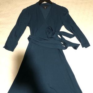 Banana republic faux wrap petite small green dress